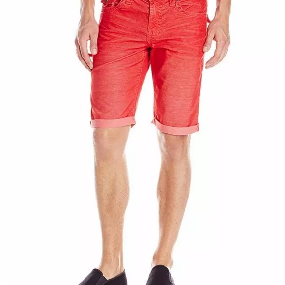 VINTAGE MEN’S TRUE RELIGION RICKY CUT-OFF CORDUROY RED SHORTS SIZE:38 - Picture 5 of 9